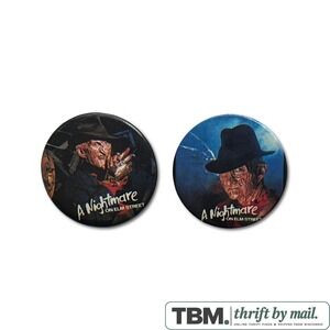 New Line Cinema Nightmare on Elm Street Pins 1.25 Inch Black Excellent